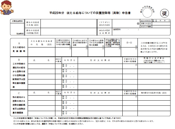 扶養控除等申告書