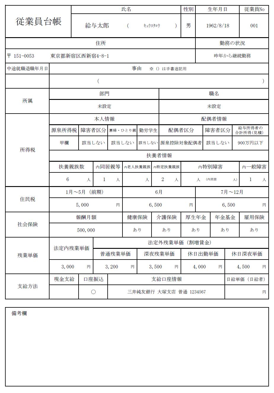 従業員台帳